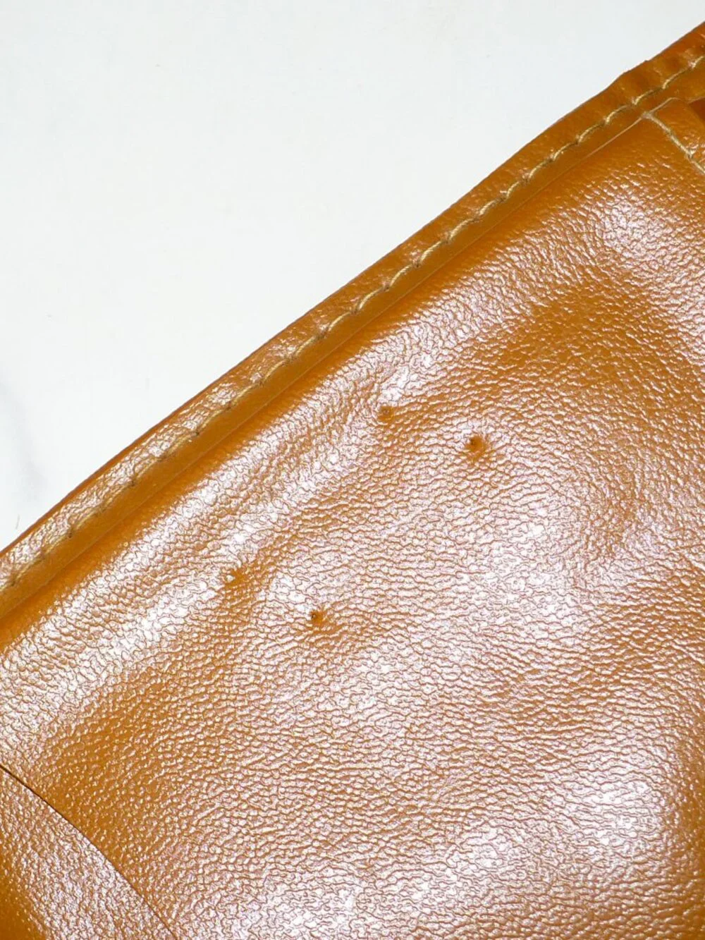 Vintage 1970's Brown Vinyl Billfold Pocket Wallet Green and Gold Design